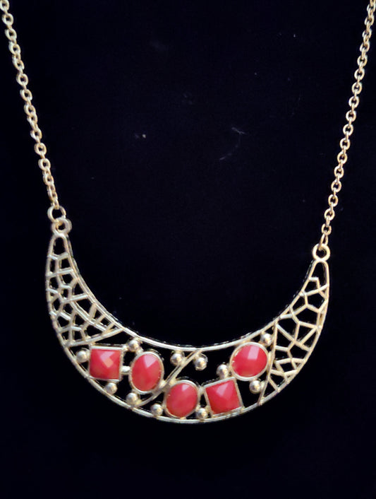 Women's Half Moon Medallion and Gold Chain