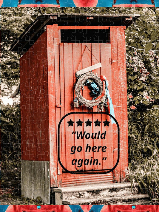5 Star Rated Rustic Outhouse with Wreath - Puzzle