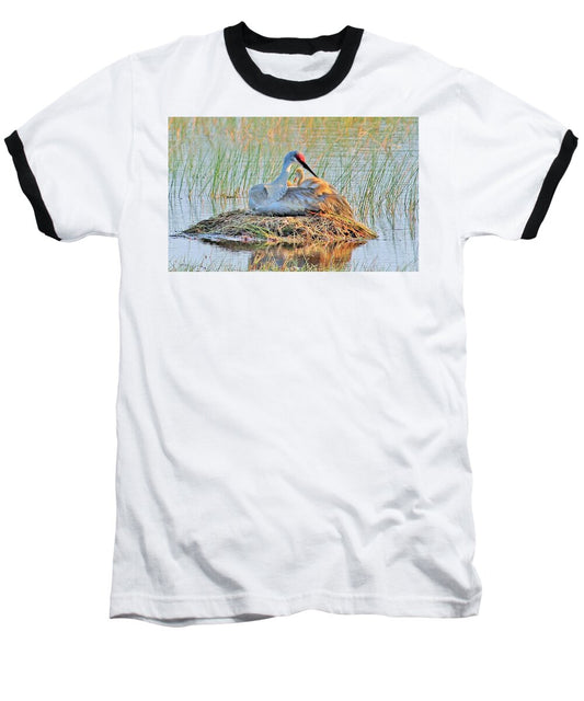 Sandhill Crane with Chicks Malabar Florida Baseball T-Shirt