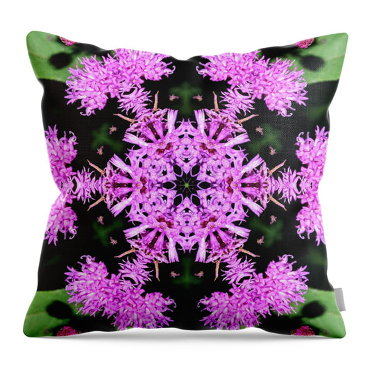 Vibrant Symmetrical Blossoms - Throw Pillow