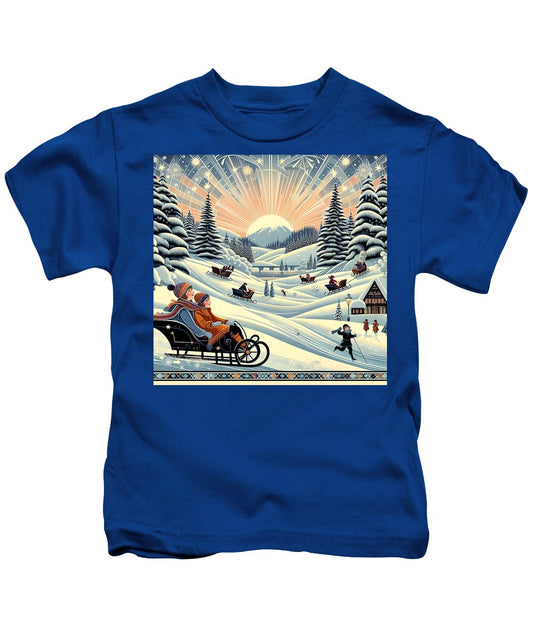 Winter Wonderland Sledding Adventure Kid's T-Shirt