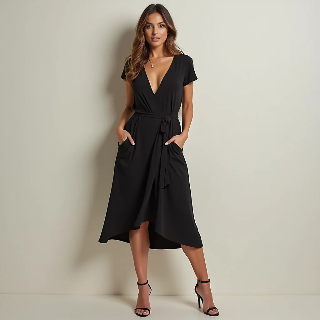 V Neck A Line Dress - V Neck A Line Dress Flattering Fits for Every Body