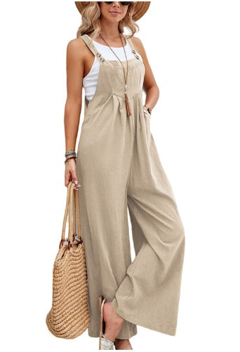 Women's Solid Color Casual Overall Jumpsuits