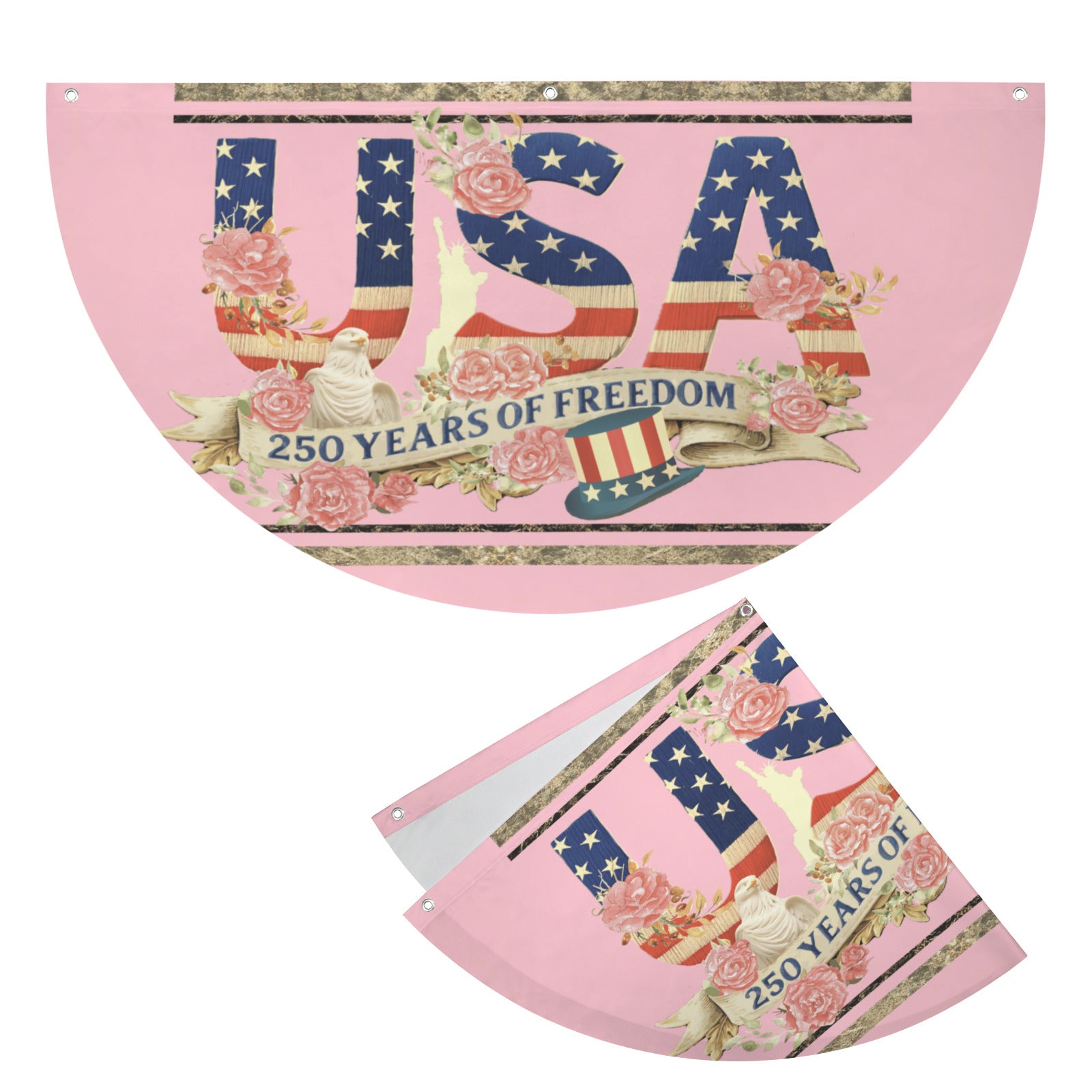 Pink 250 Years of Freedom Semi Circle Flag - 36