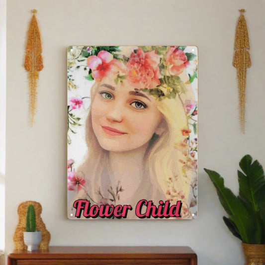 Flower Child Metal Sign 12" x 16" (Made in USA)