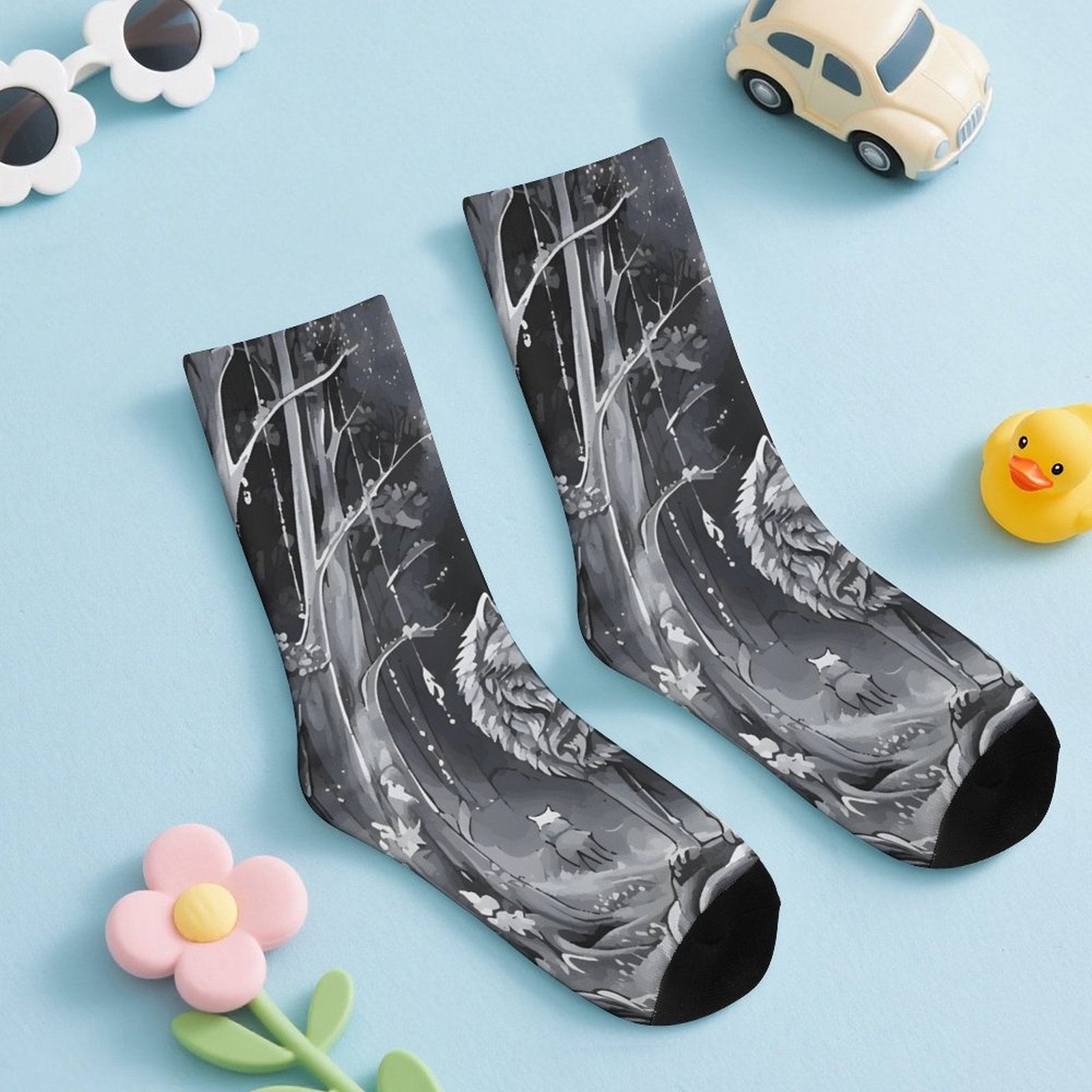 Ethereal Wolf in the Moonlight Socks for Kids