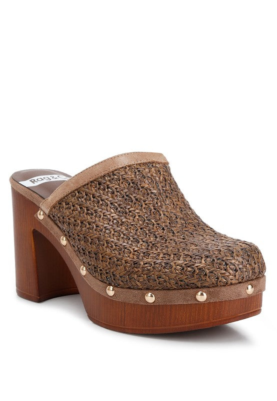 Women's Jeydena Raffia Platform Clogs