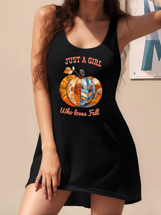 Just a Girl Who Loves Fall Women's Tank Dress (Front Printing)
