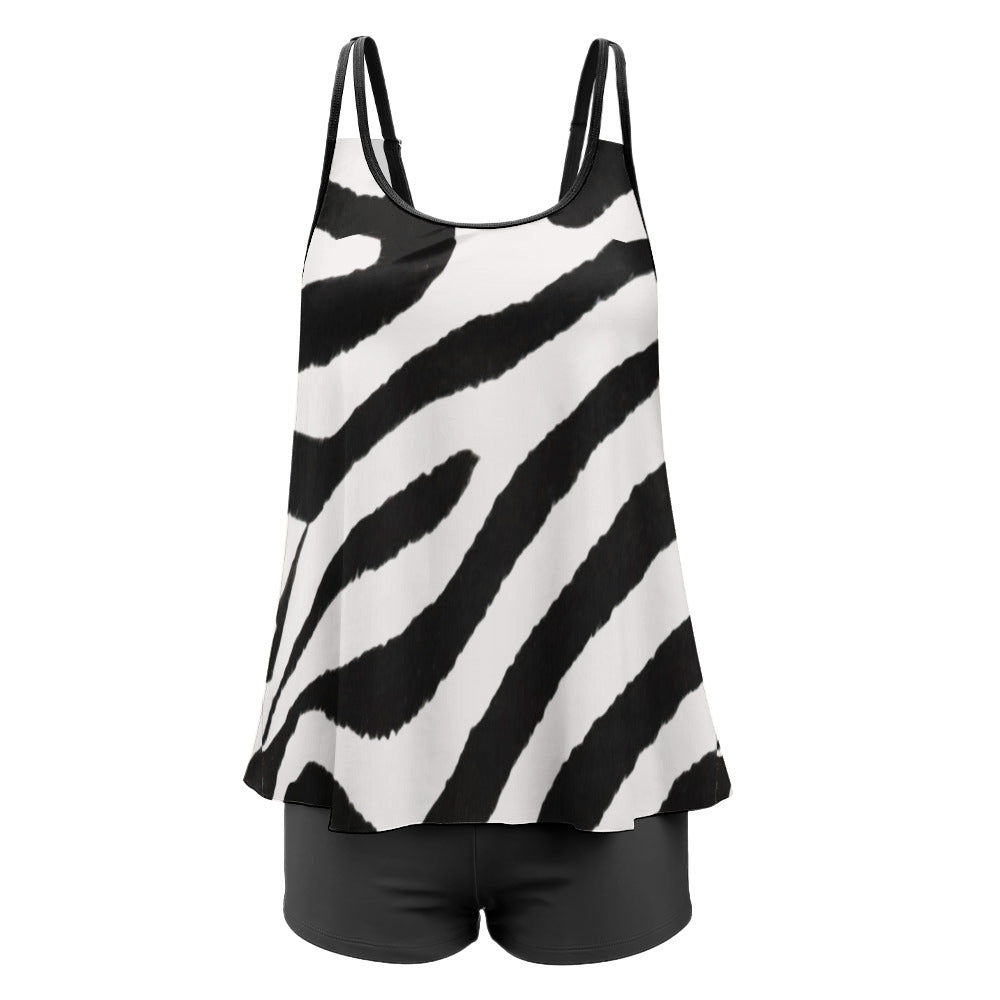 Women's Zebra Stripes Plus Size 2-piece Swimsuit