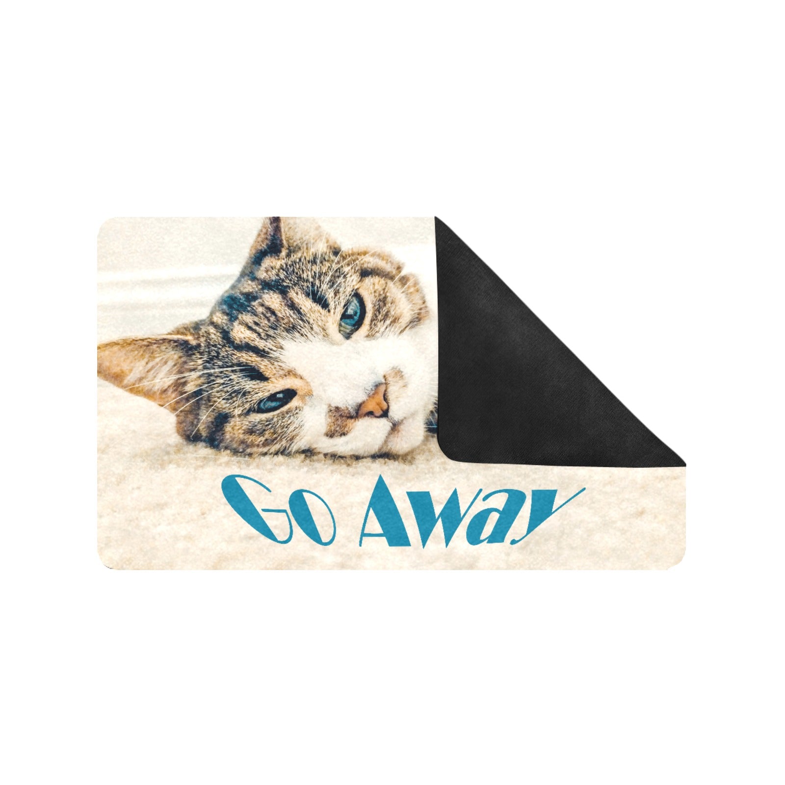 Sleepy Cat Says Go Away Rubber Doormat