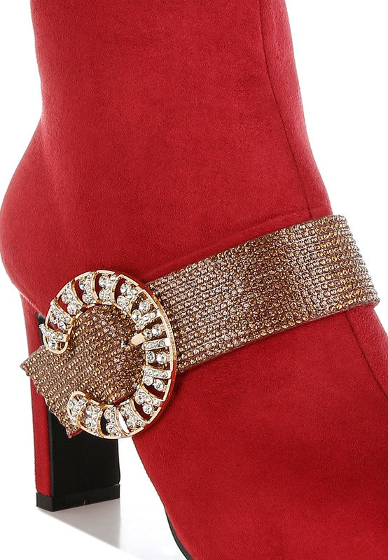 Women's Asagao Diamante & Rhinestones Strap Boots