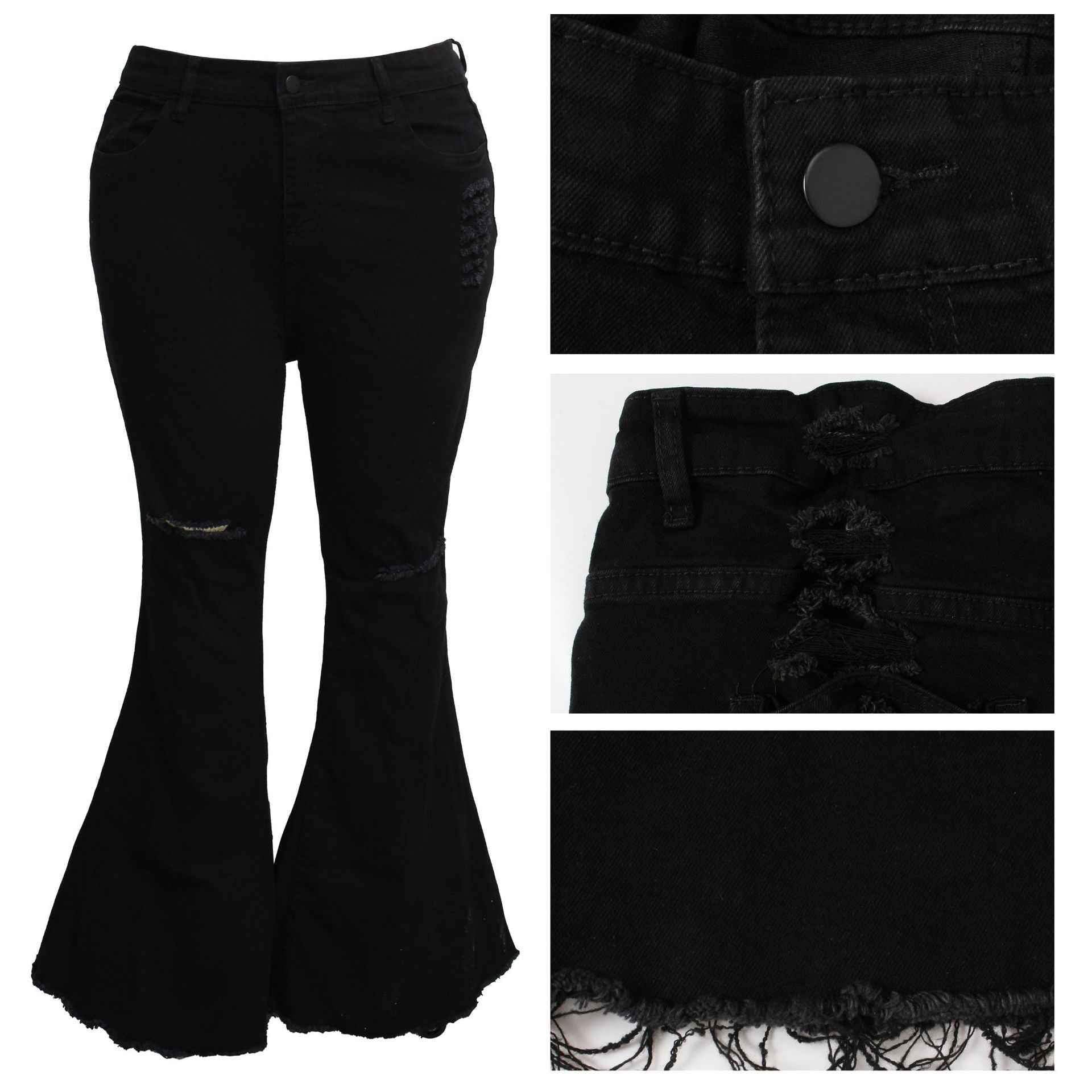 Fashion Trendy Unique Jeans Stretch Plus Size Bell-bottom Pants See size chart under “more details”