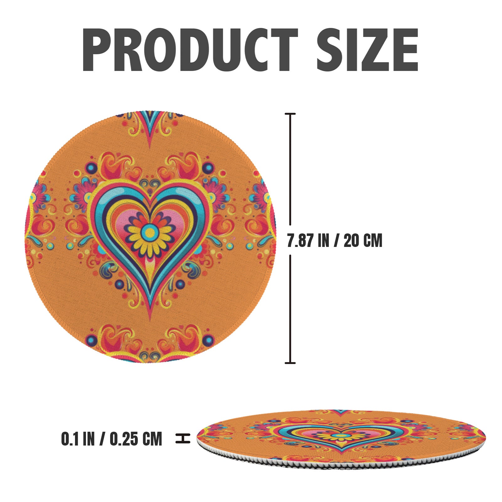 1970s Heart Custom Round Placemat - 4 pack (Made in USA)
