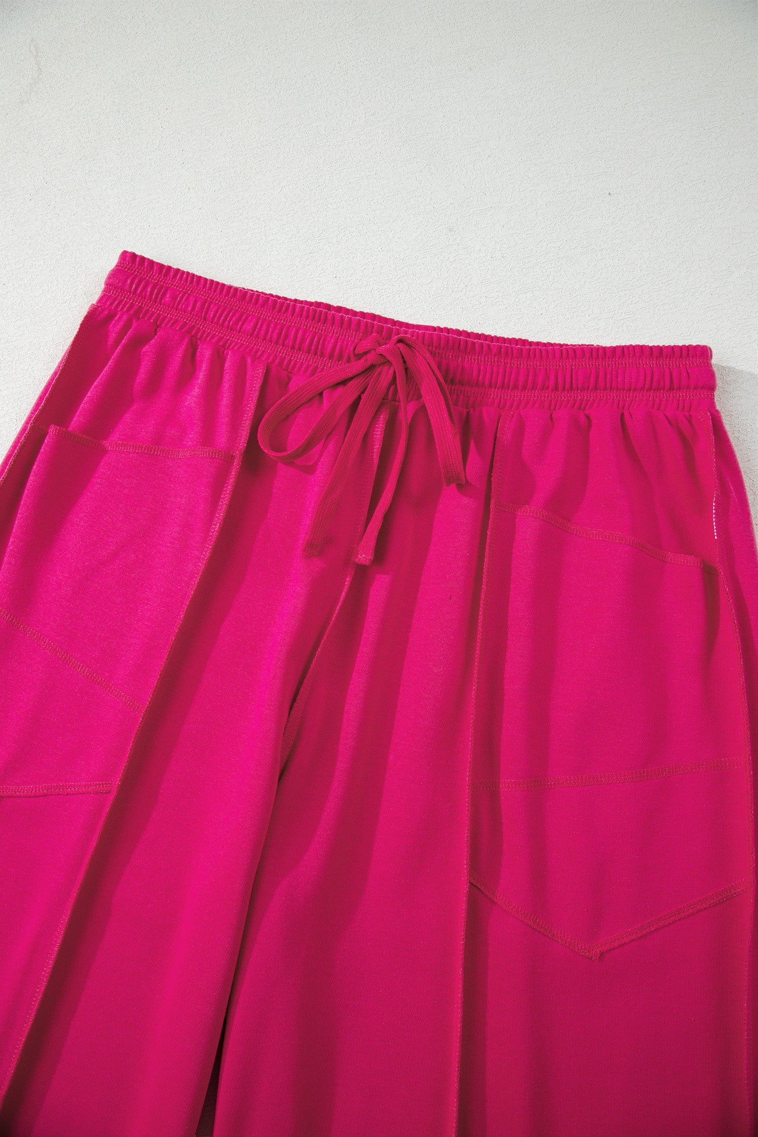 Rose Red Drop Shoulder Boxy Tee and Barrel Pants Set