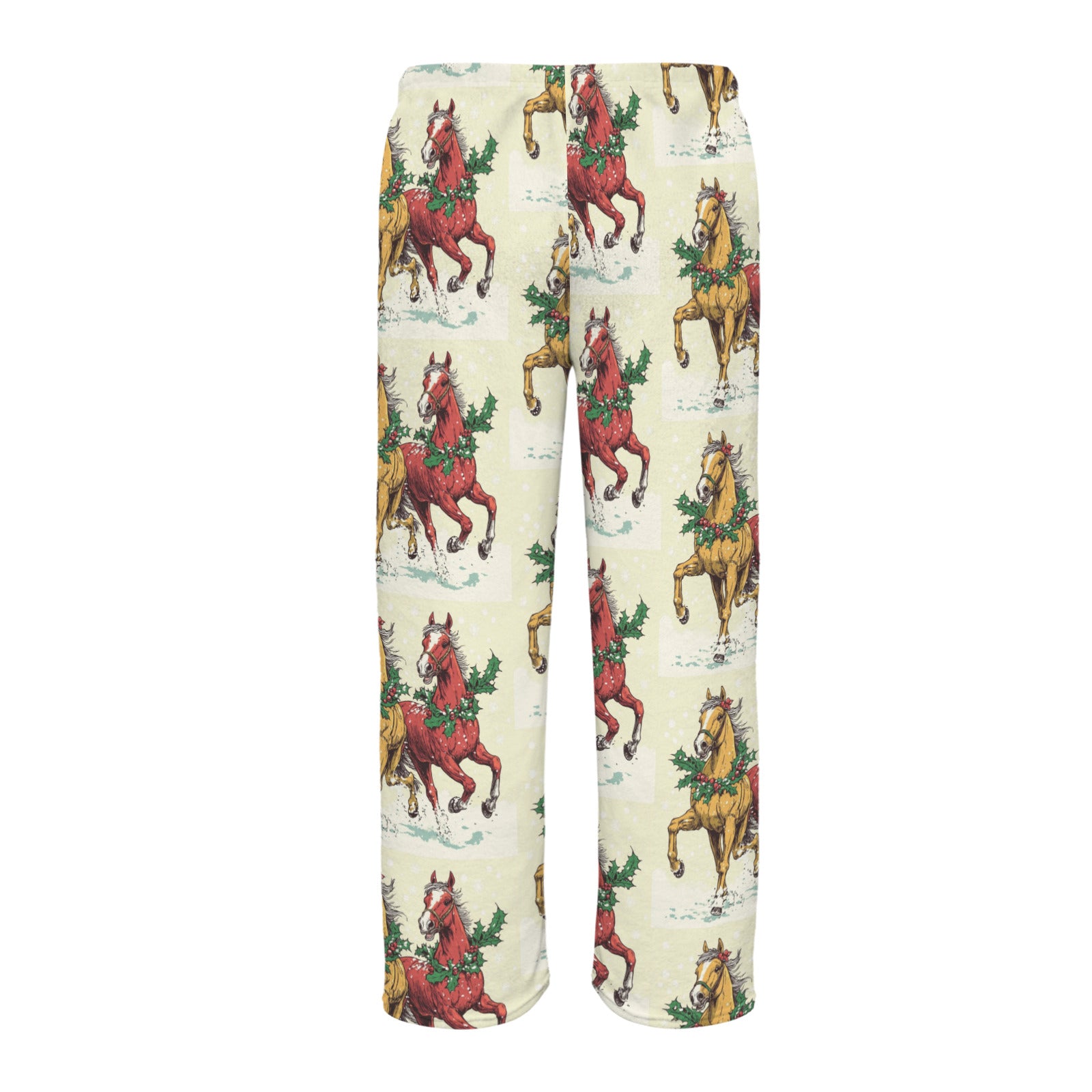Horses at Christmas Men's Flannel Pajama Trousers (Model Sets 02)(Made in Queens)