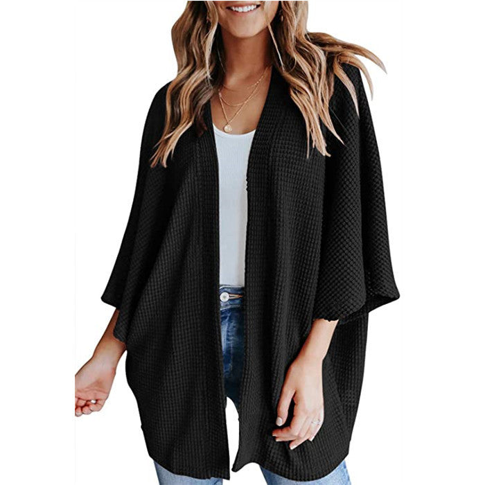 Women's Bat Sleeve Waffle Gerson Cardigan Sweater