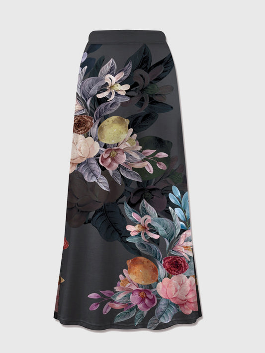 Women's Floral Printed Elastic Waist Midi Skirt