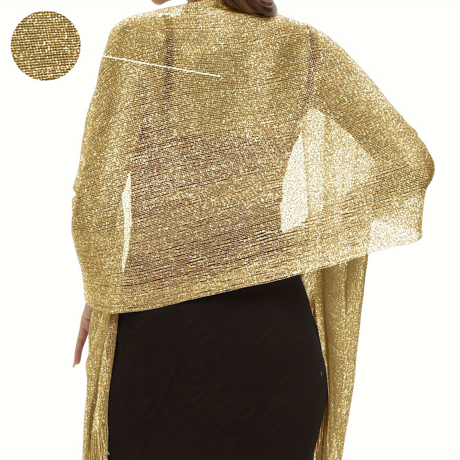 Elegant Formal Metallic Shawl and Wrap