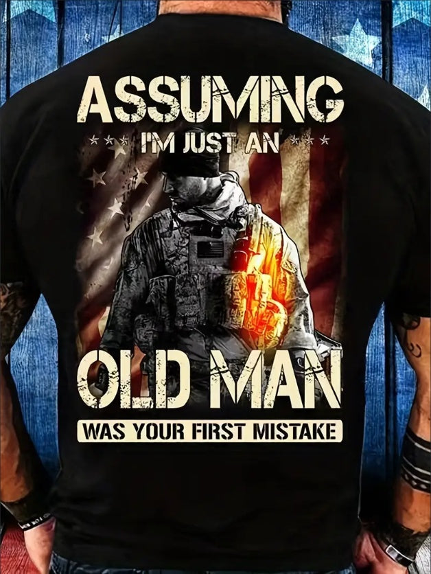 Men's Assuming I'm an Old Man Funny Graphic Short Sleeve T-shirt