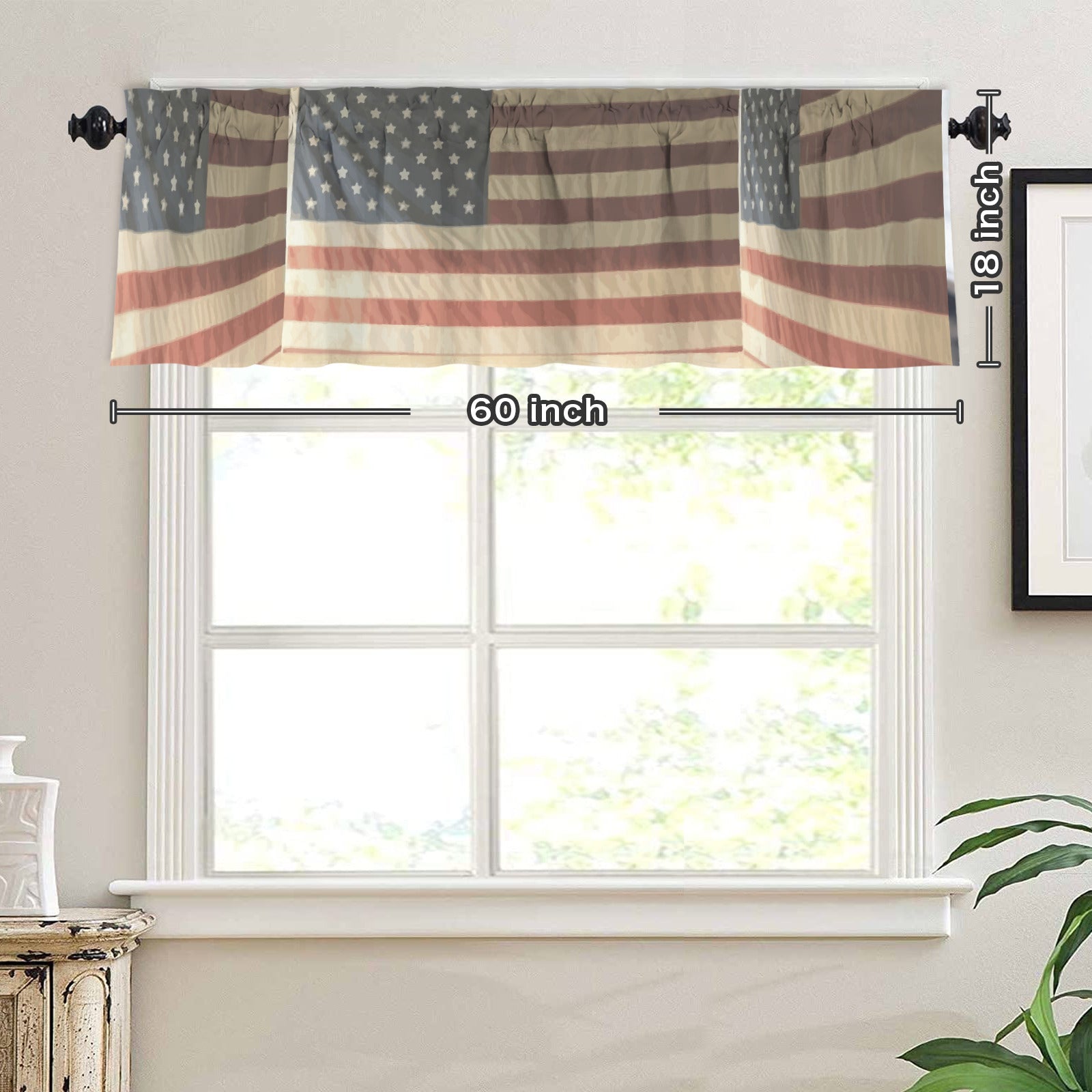 3d USA Flag Window Curtain Valance - 60
