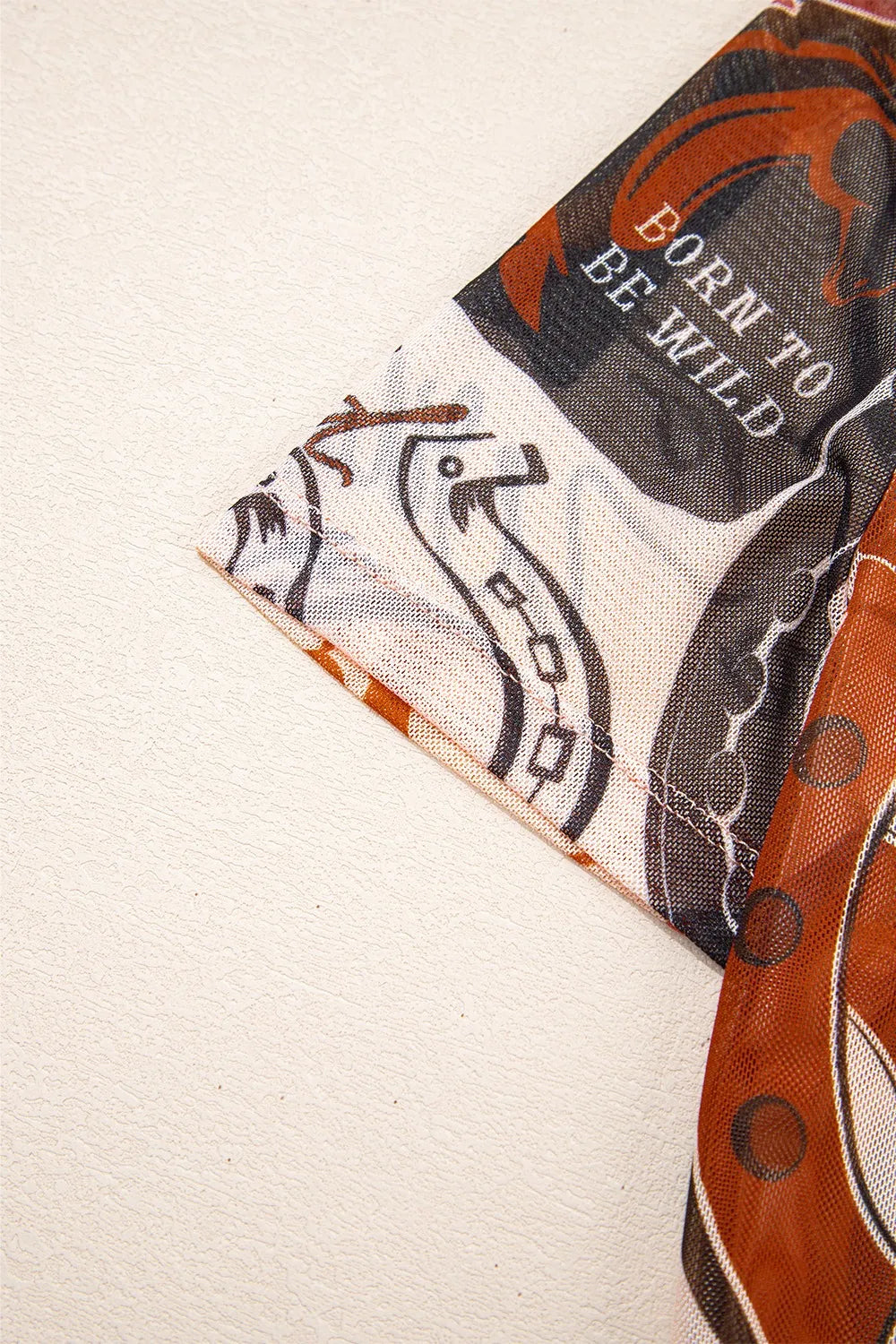 Women's Western Horseshoe Printed Mesh Short Sleeve T-shirt