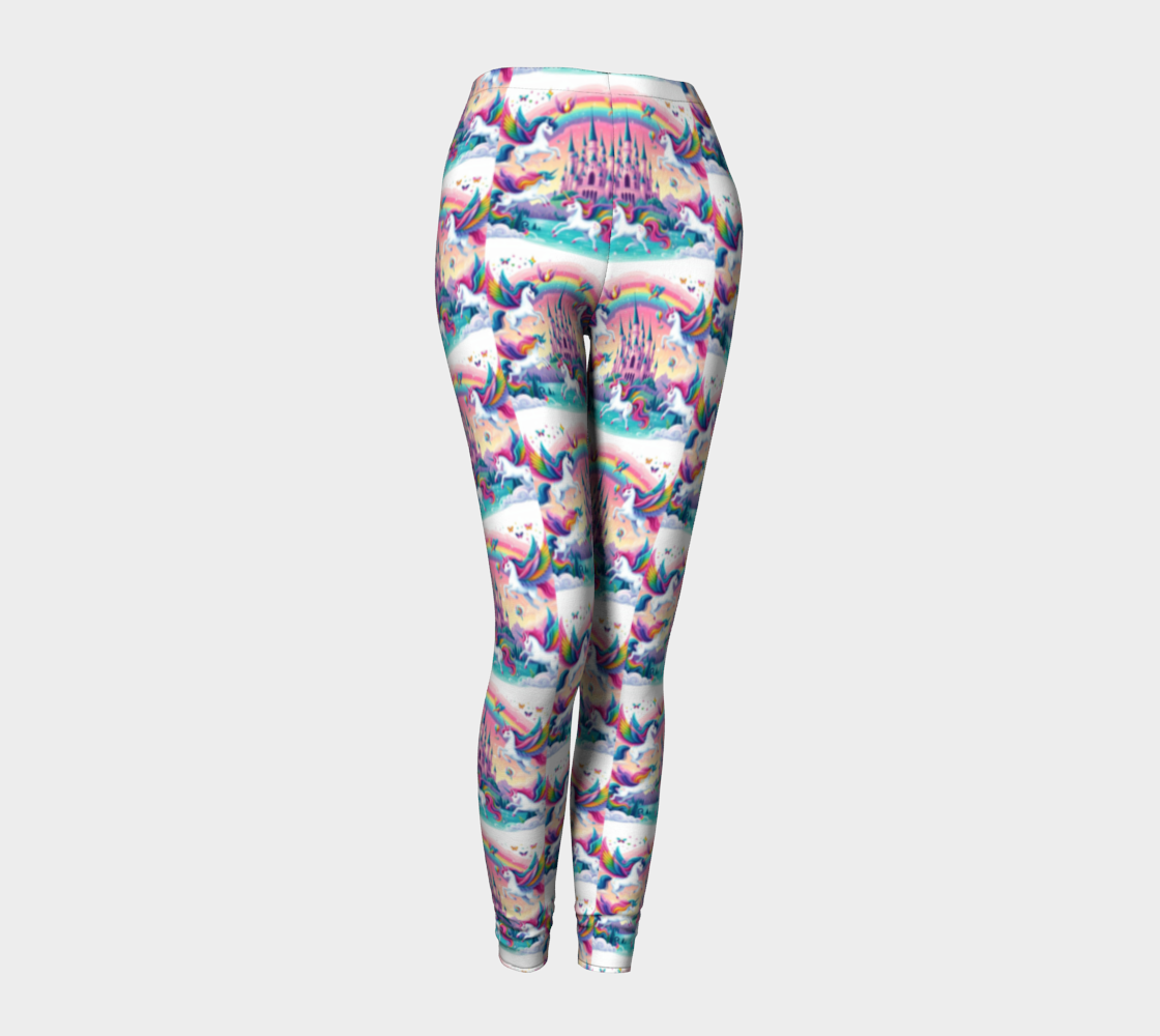 Purple Unicorns and Castles Printed Long Yoga Leggings