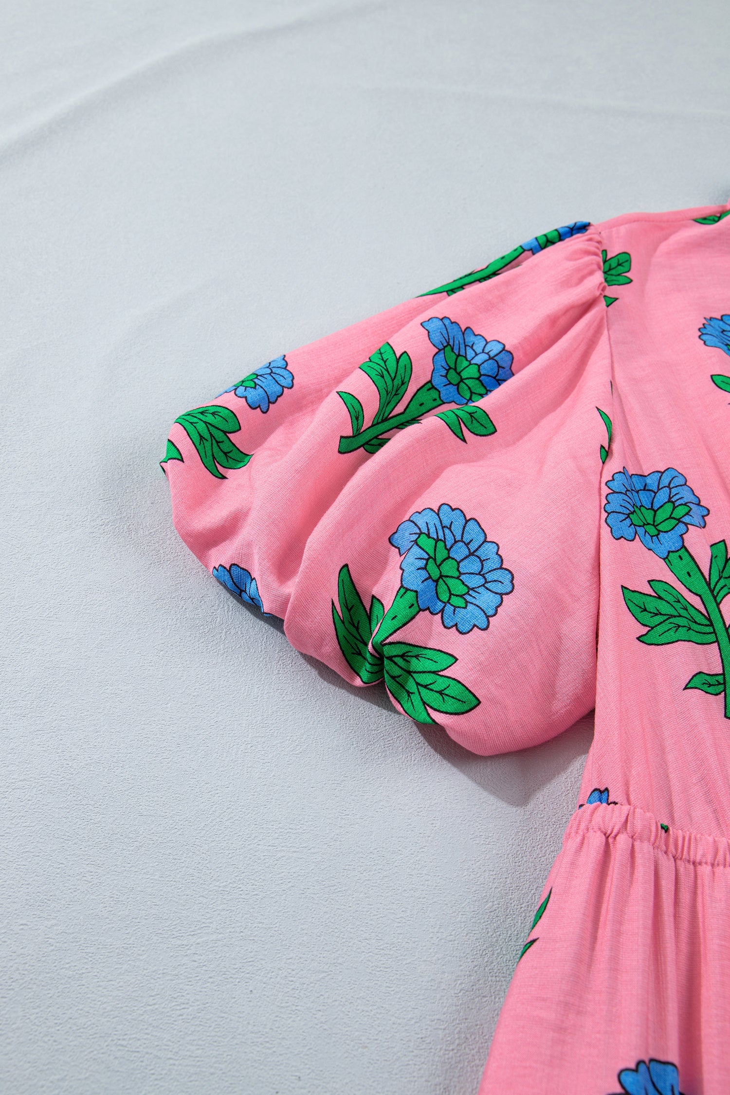 Plus Size Floral Stripe V-Neck Ruffle Maxi Dress