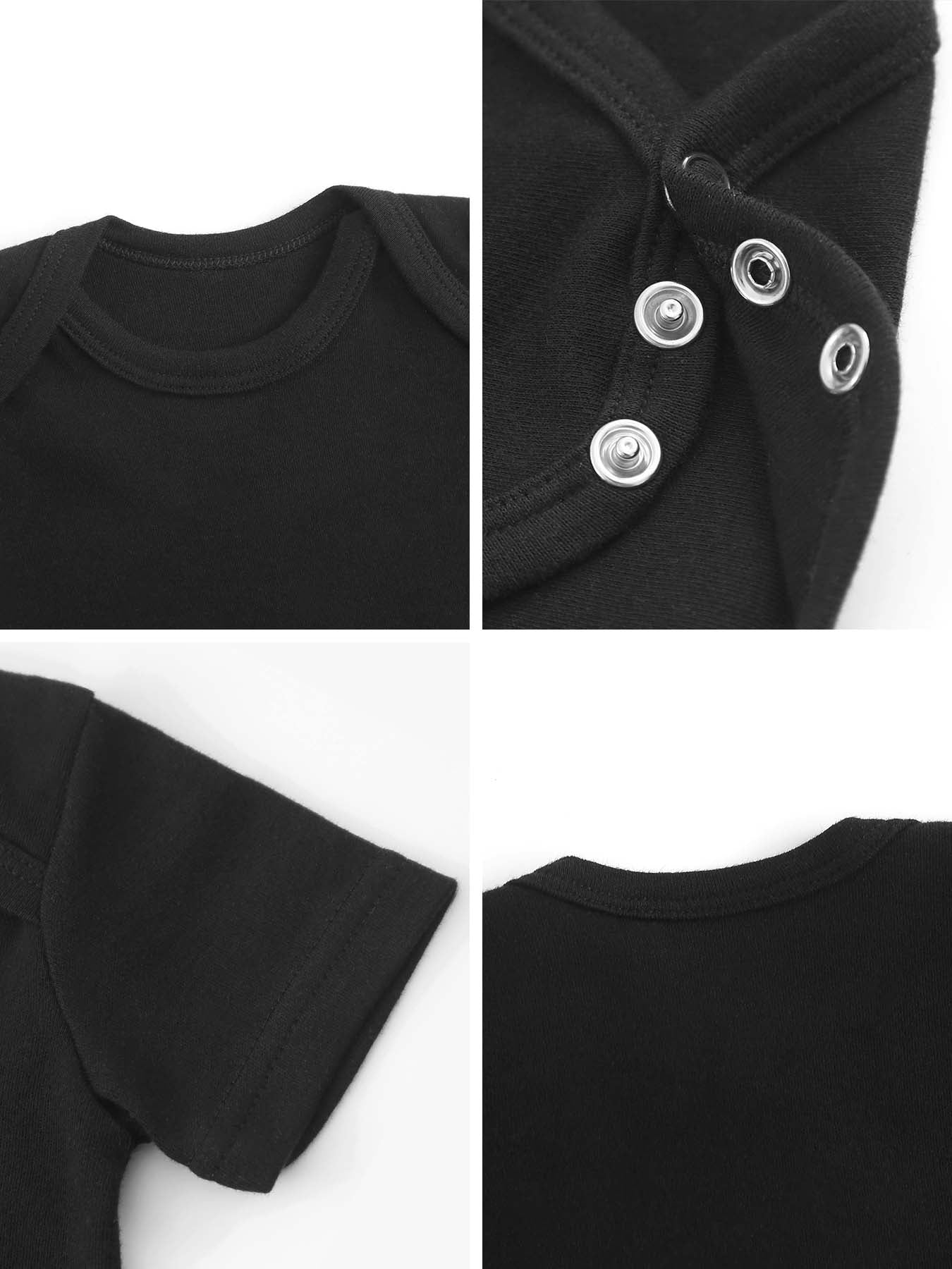 Cute Black Puppy Unisex Cotton Short Sleeve Baby Romper