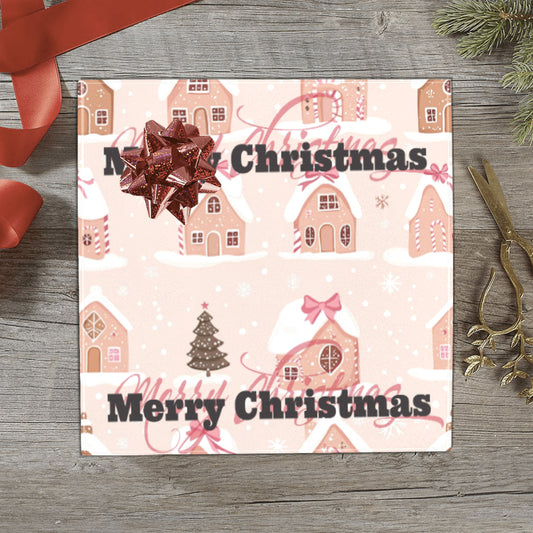 Christmas Pink Houses Custom Gift Wrapping Paper 58"x 23" (Made in USA)