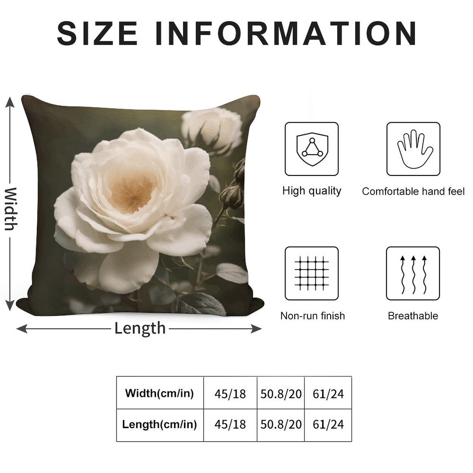White Rose Ultra Soft Short Plush Pillowcase