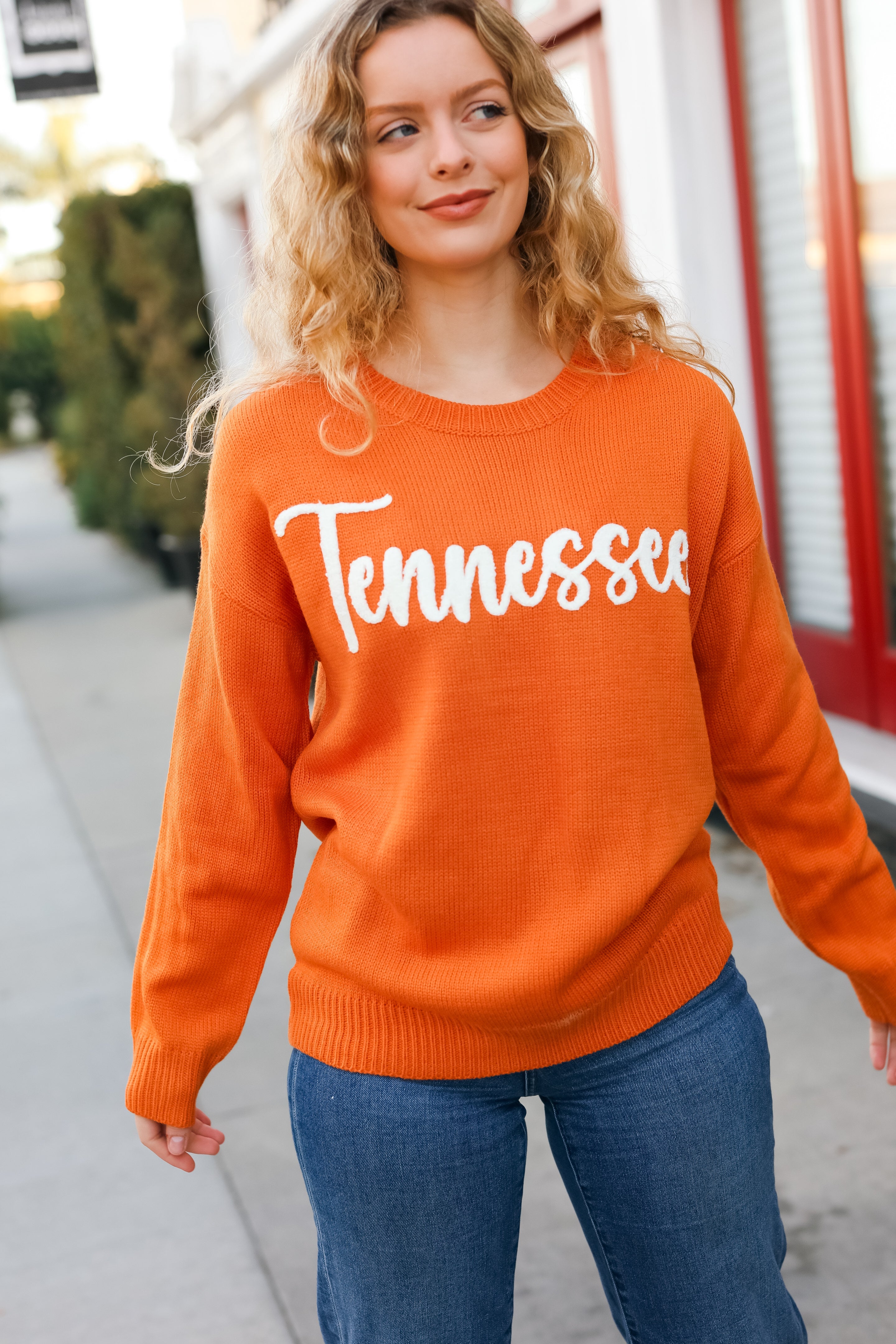 Game Day Orange Tennessee Embroidery Pop Up Sweater