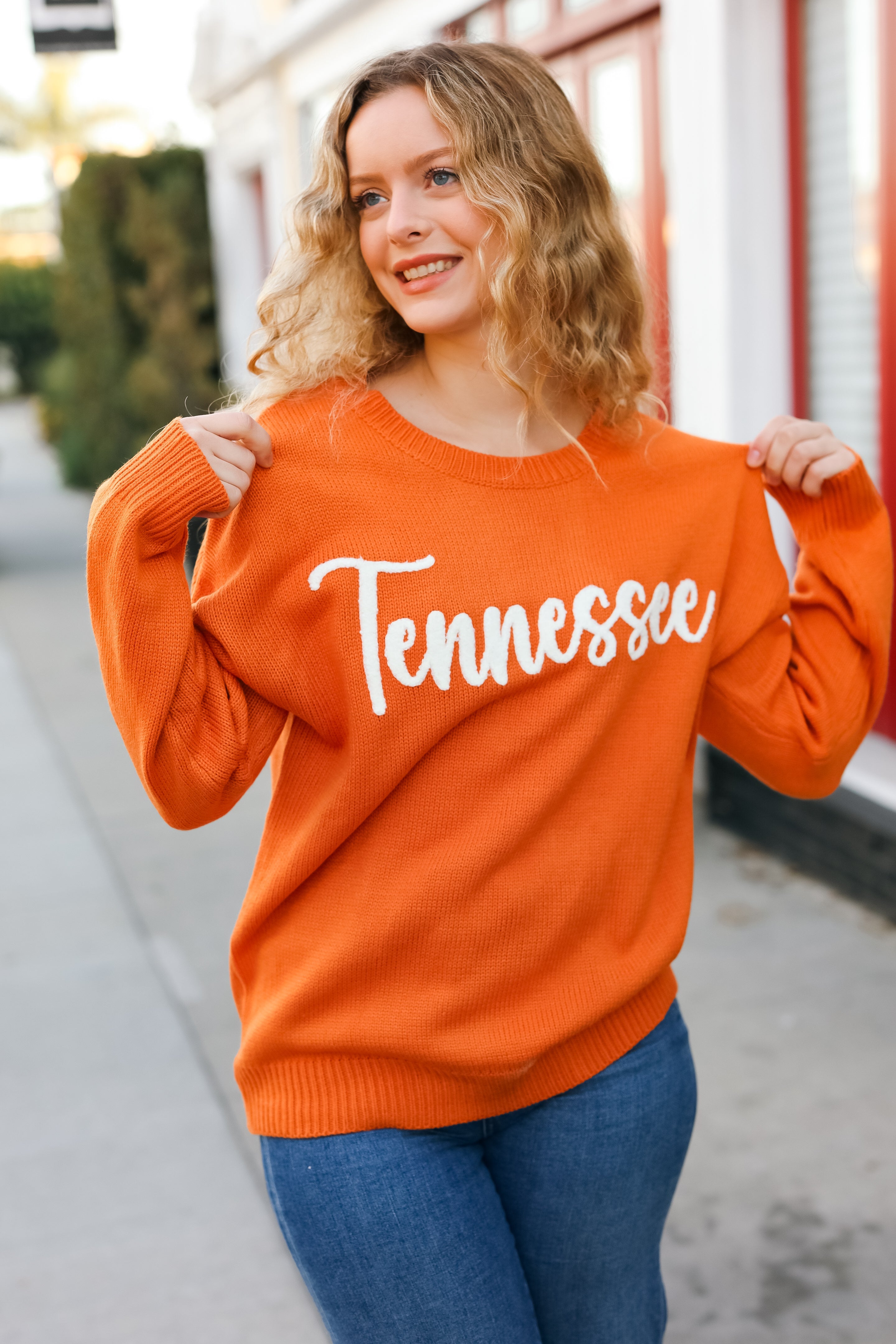 Game Day Orange Tennessee Embroidery Pop Up Sweater