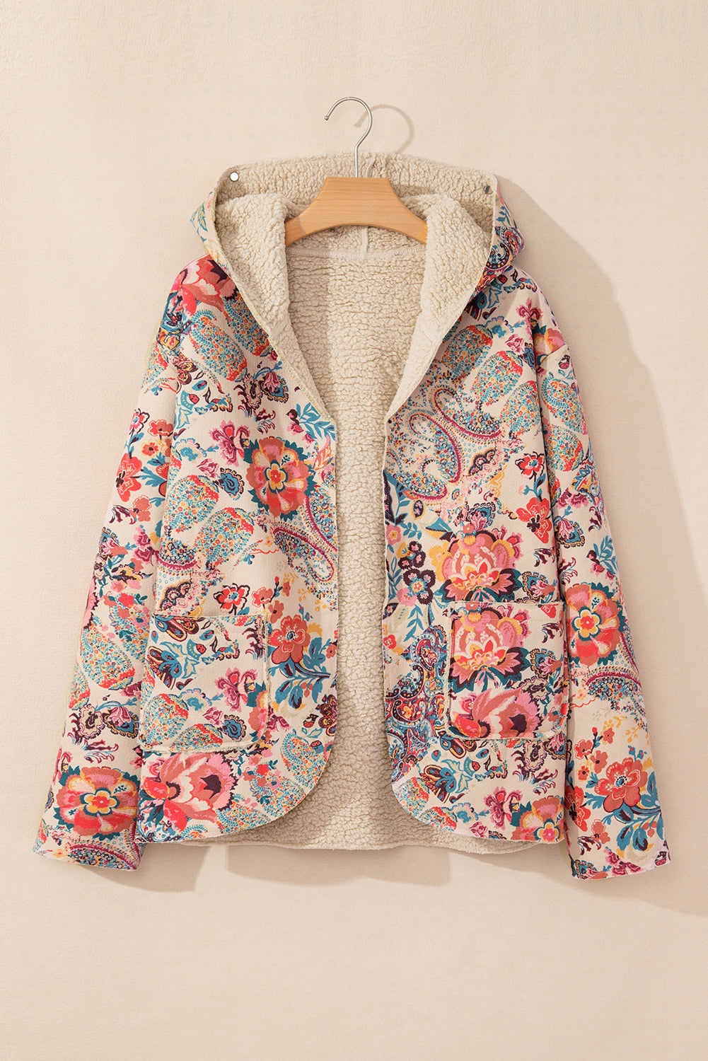 Women's Floral Sherpa Lined Hooded Jacket