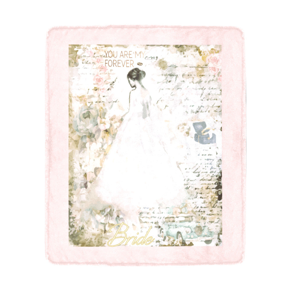 Bride's You Are My Forever Faux Quilt Ultra-Soft Micro Fleece Blanket (Made in USA)