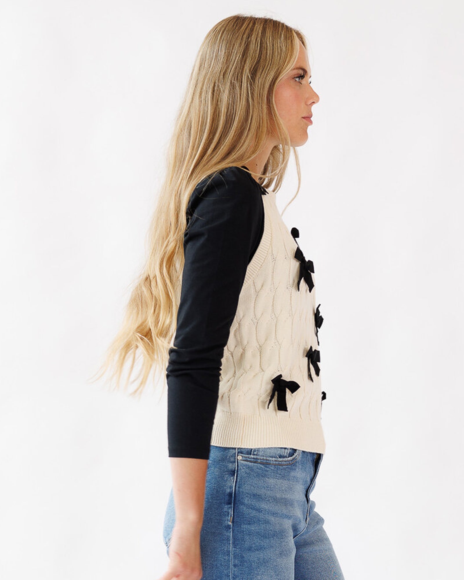 Sleeveless Applique Bows Beautiful Vest