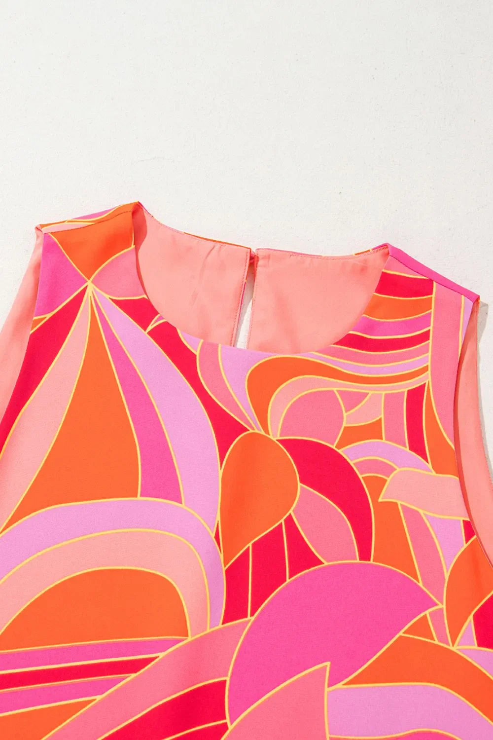 Abstract Floral Print Sleeveless Shift Mini Dress