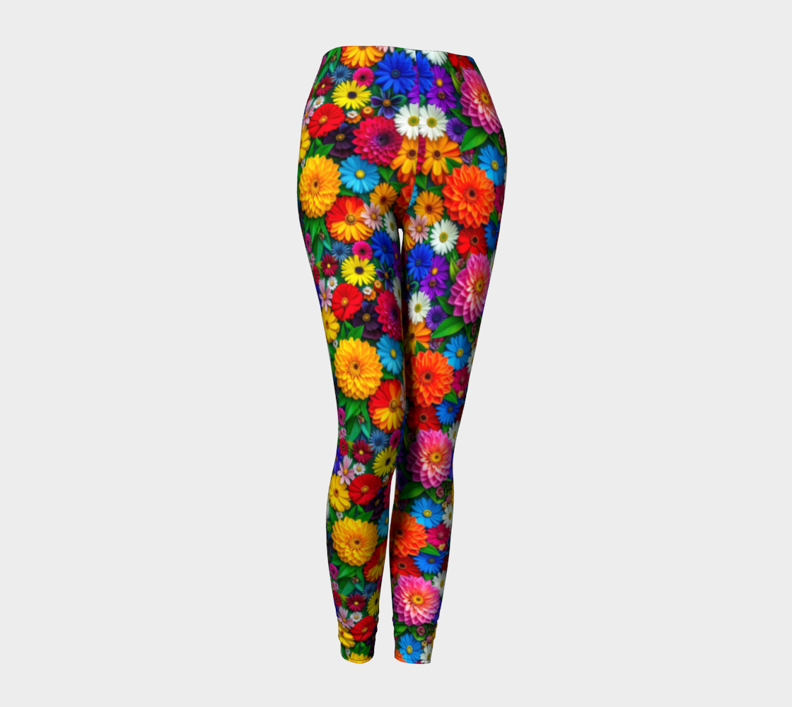 Bright Colorful Floral Pattern Long Leggings