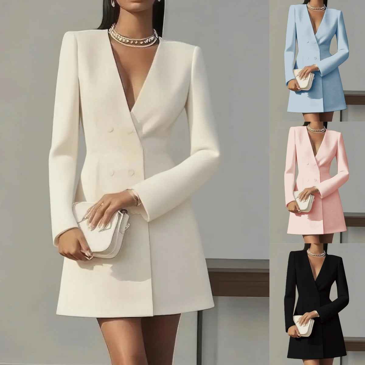 Women’s Deep V-Neck A-Line Dress