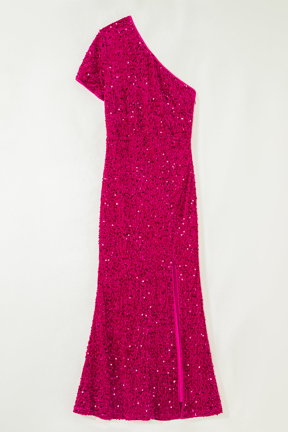 Sequin One Shoulder Thigh High Split Bodycon Formal Gown