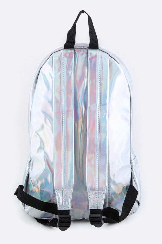 Holographic Silver School Backpack