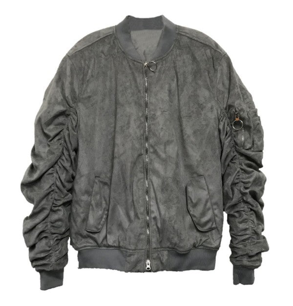 Men's Microsuede Scrunched Bomber Jacket