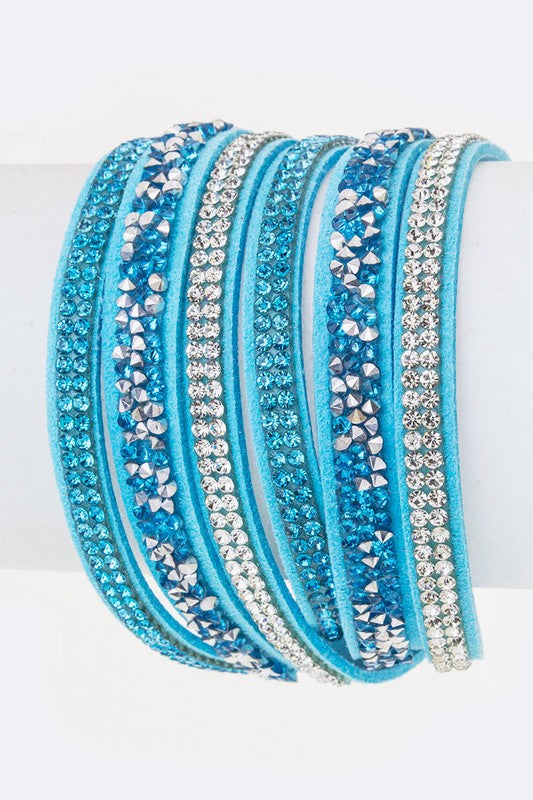 Crystal Layer Colorful Wrapped Cuff Bracelet