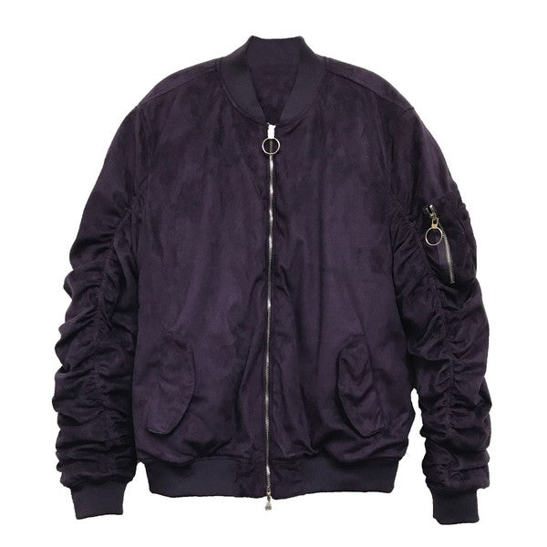 Men's Microsuede Scrunched Bomber Jacket