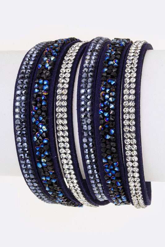 Crystal Layer Colorful Wrapped Cuff Bracelet