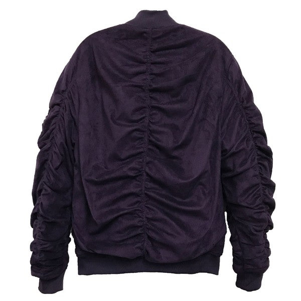 Men's Microsuede Scrunched Bomber Jacket