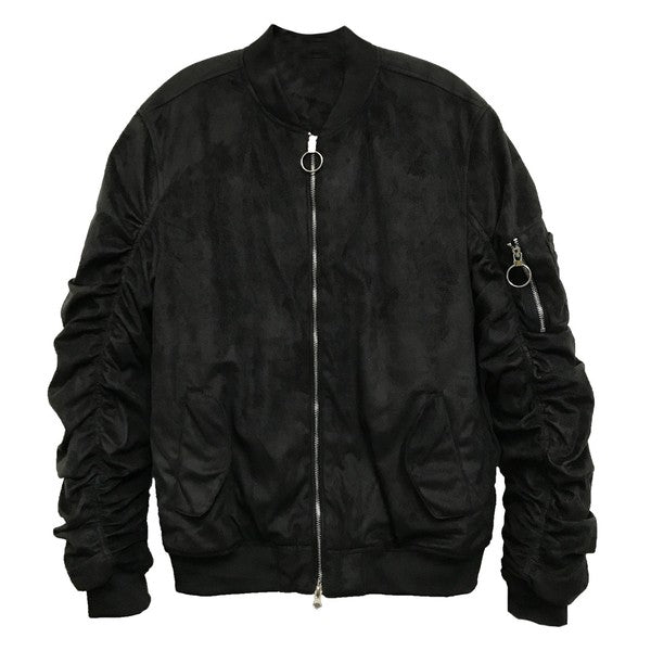 Men's Microsuede Scrunched Bomber Jacket