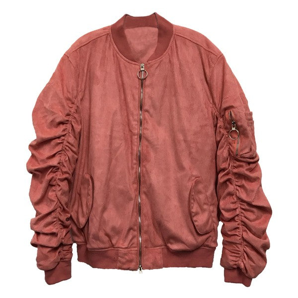 Men's Microsuede Scrunched Bomber Jacket