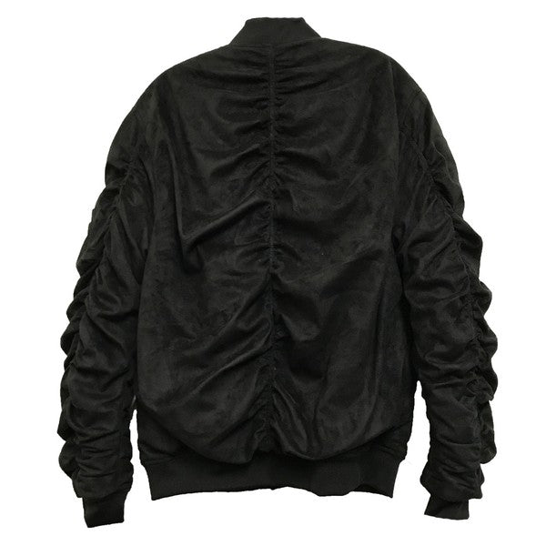 Men's Microsuede Scrunched Bomber Jacket