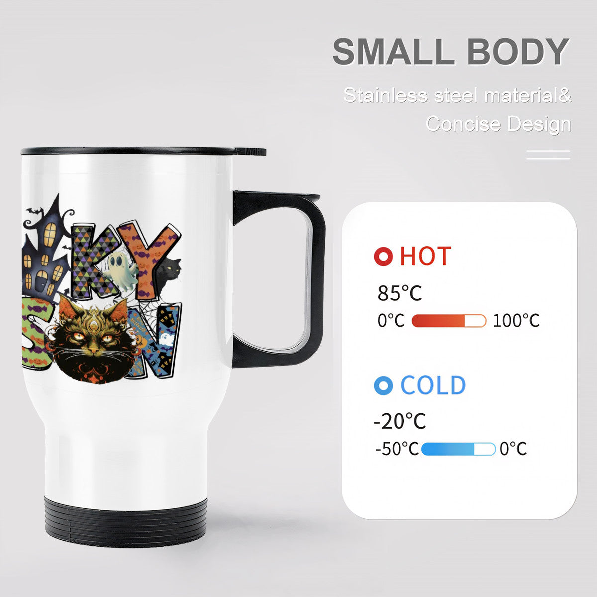 Halloween Spooky Season 14 oz Travel Tumbler Coffee Mug with Handle (Made in USA)