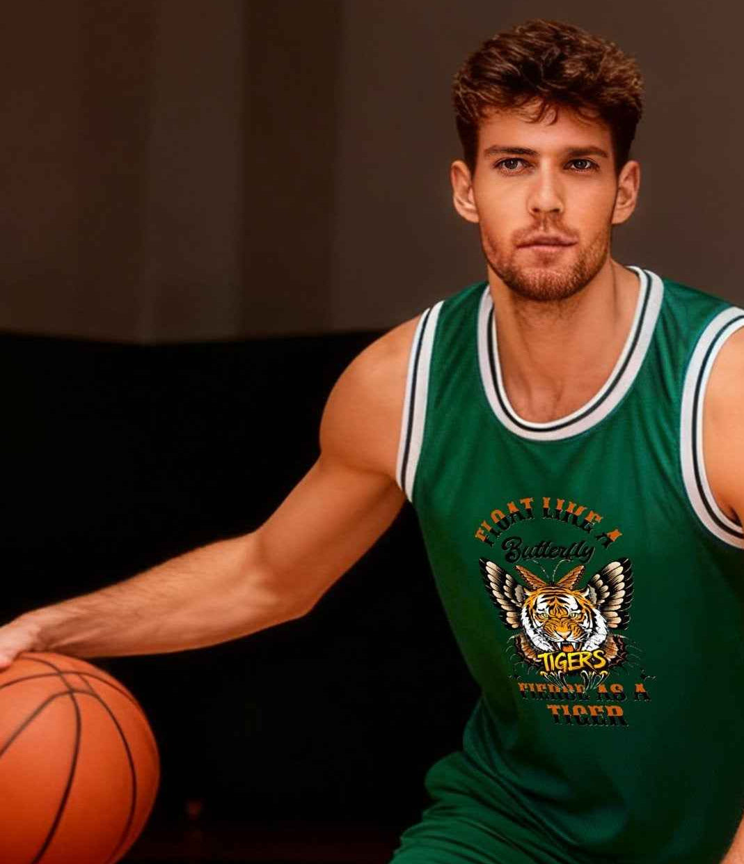 Float Like a Butterfly Fierce Tiger Adult Green Basketball Jersey | Ships From USA
